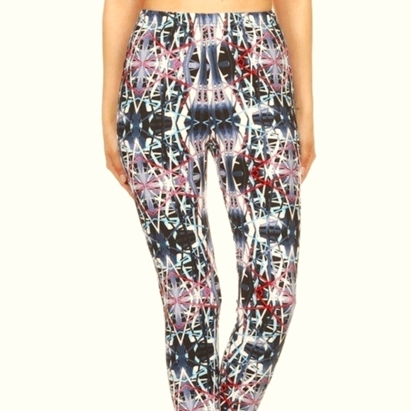 LEGGINGS DEPOT Purple & Pink Abstract Print full length Leggings Size 10 NWT - Picture 2 of 5